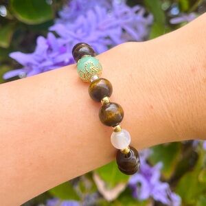 Jade Dragon 🐉 Burmese Jade & Wood Bracelet